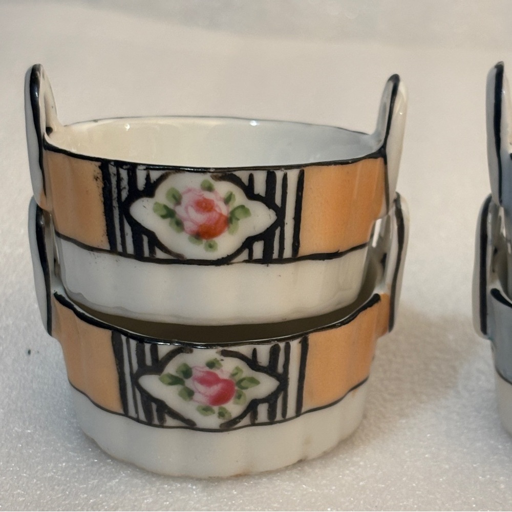 Noritake Floral salt cellars/dip cups/egg holder pink blue peach dinnerware - Picture 4 of 7